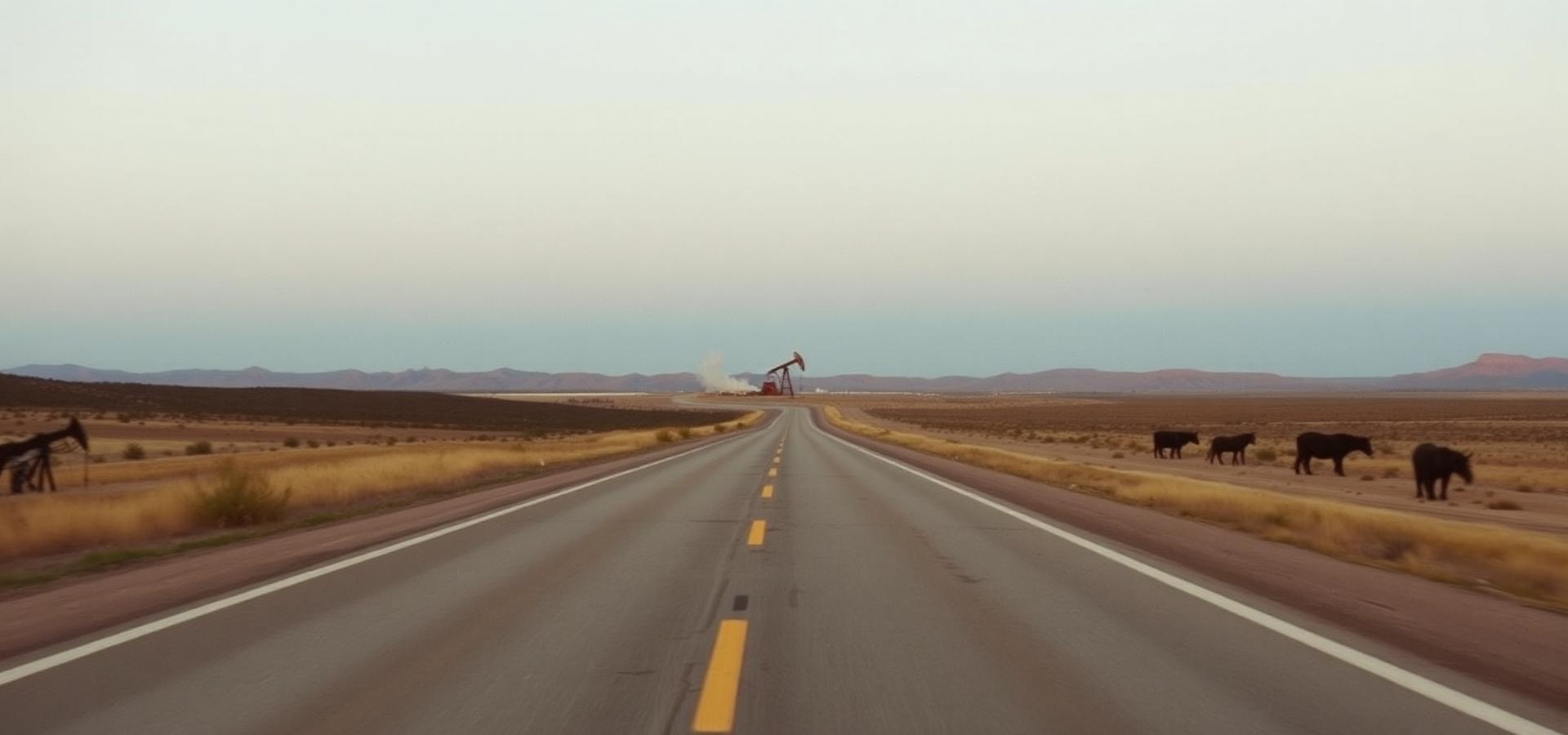 Empty Texas highway at dusk